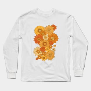 70s Retro Daisy Floral - Harvest Long Sleeve T-Shirt